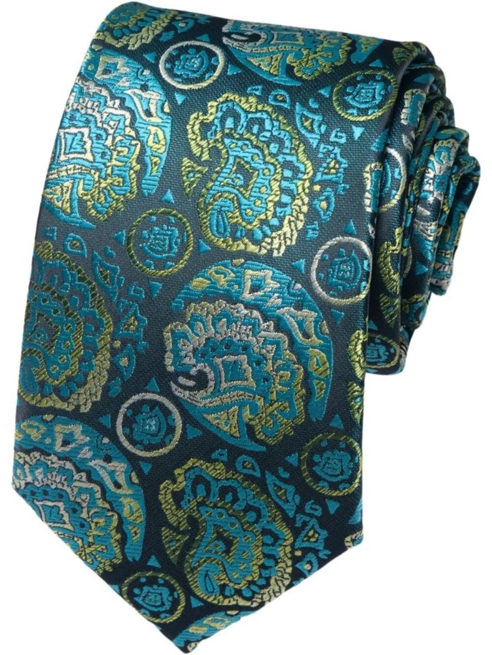 Men's Teal Green 100% Microfiber Paisley Formal Classic Necktie For Business